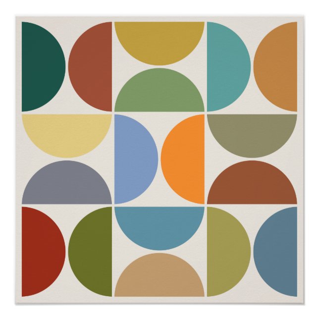 MCM Semicircle Colour on Cream Square Poster (Front)
