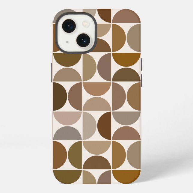 MCM Semicircles Browns+Cream Big Pattern iPhone Case (Back)