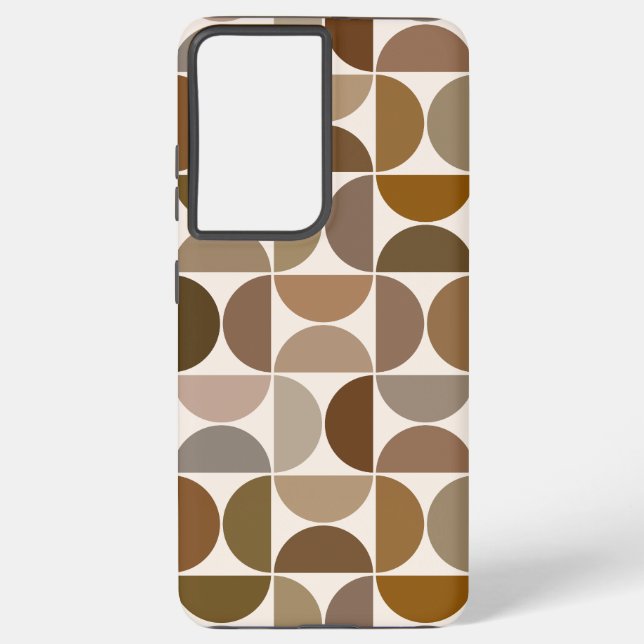 MCM Semicircles Browns+Cream Big Pattern Samsung Galaxy S21+ Case (Back)
