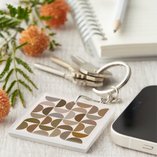 MCM Semicircles Browns+Cream Pattern Key Ring