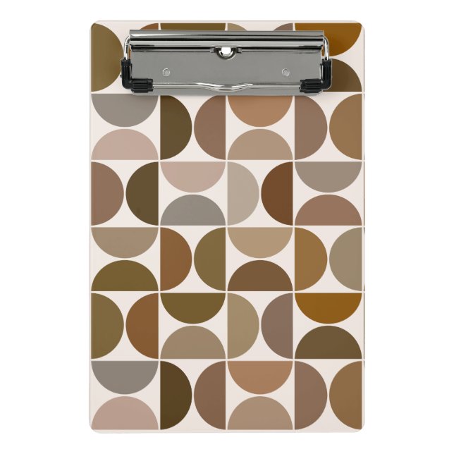 MCM Semicircles Browns+Cream Pattern Mini Clipboard (Front)