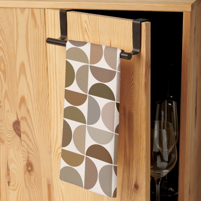 MCM Semicircles Browns+Cream Pattern Tea Towel (Thirds Fold)