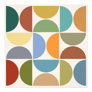 MCM Semicircles Color on Cream Square Photo Print