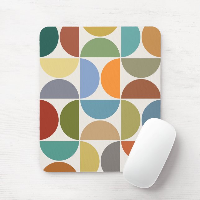 MCM Semicircles Colour on Cream Mouse Pad (With Mouse)