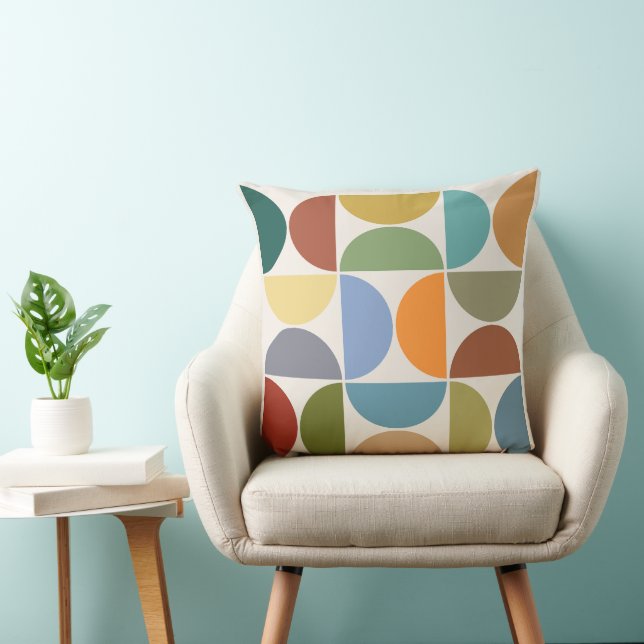 MCM Semicircles Colour on Cream Square Cushion (Chair)