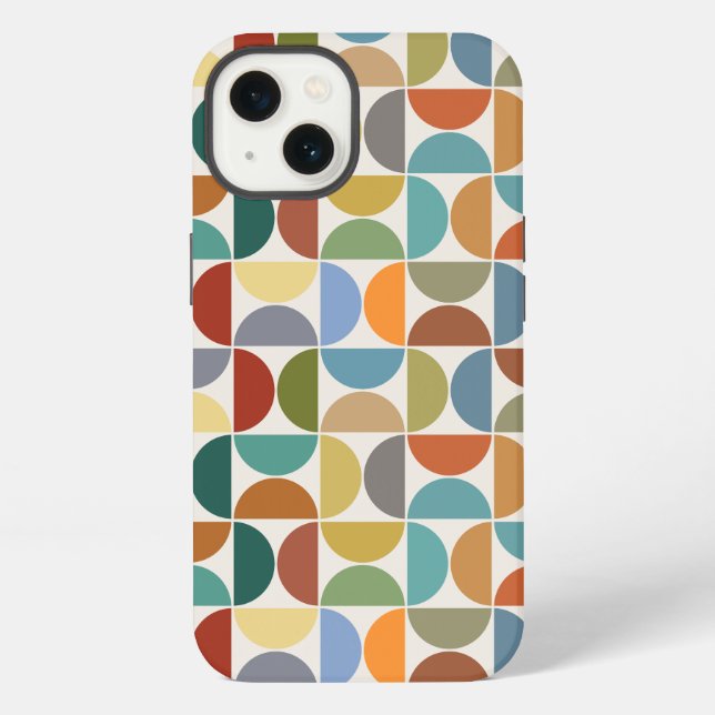 MCM Semicircles Pattern Colour on Cream iPhone Case (Back)