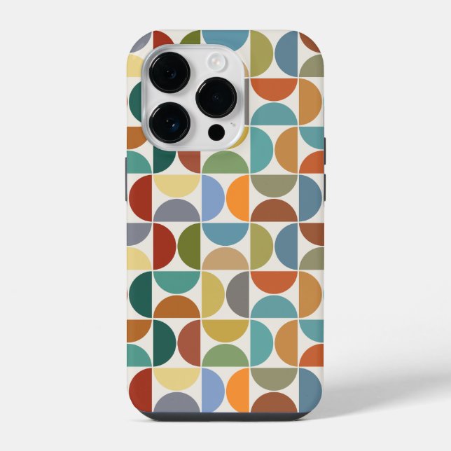 MCM Semicircles Pattern Colour on Cream iPhone Case (Back)