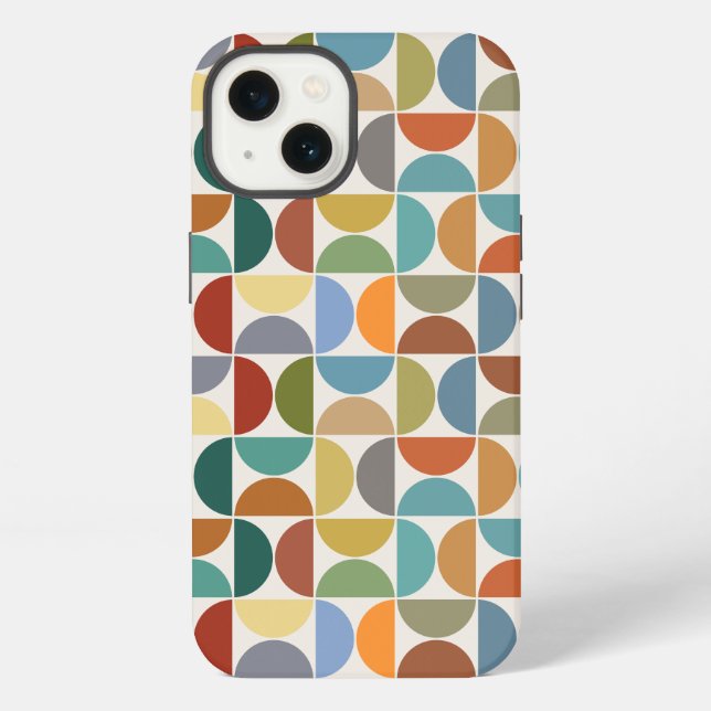 MCM Semicircles Pattern Colour on Cream iPhone Case (Back)
