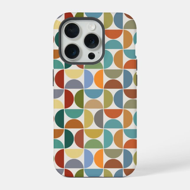 MCM Semicircles Pattern Colour on Cream iPhone Case (Back)