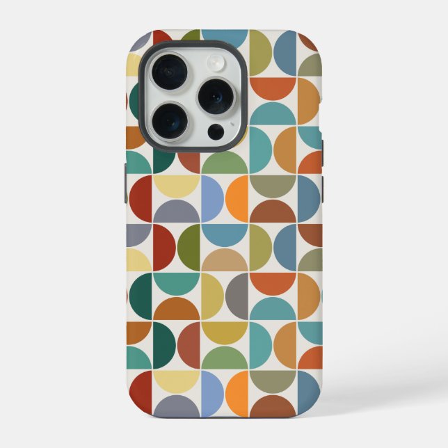MCM Semicircles Pattern Colour on Cream iPhone Case (Back)