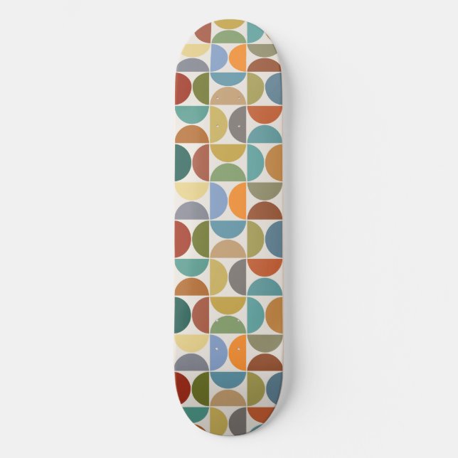 MCM Semicircles Pattern Colour on Cream Skateboard (Front)