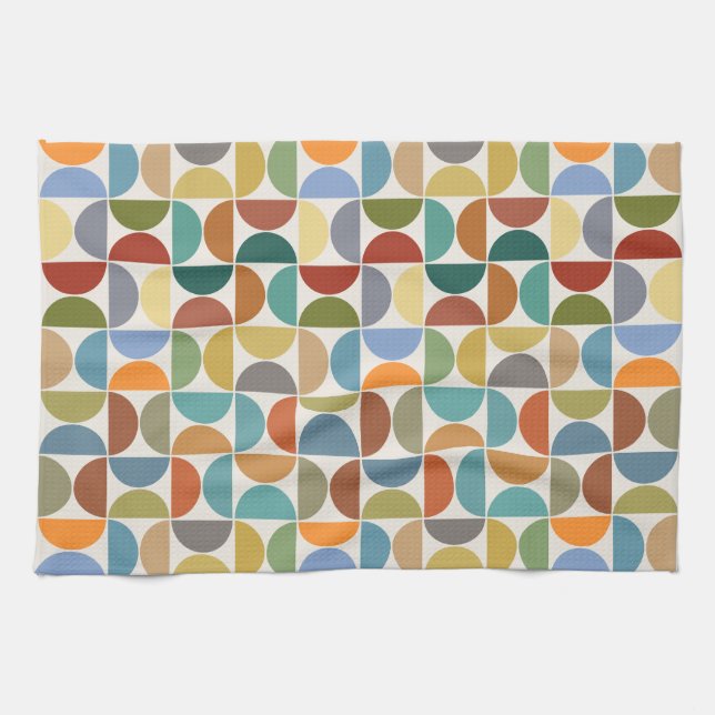 MCM Semicircles Pattern Colour on Cream Tea Towel (Horizontal)