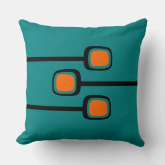 MCM Throw Pillow - Retro Teal and Orange Print 