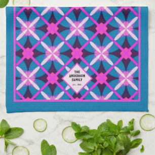 MCM Vibrant Retro Diamond Pattern Tea  Towel