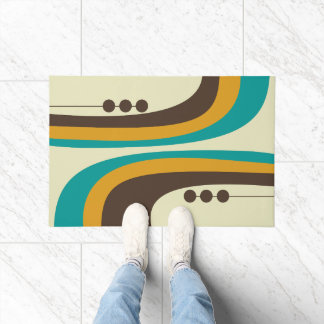 MCM WELCOME MAT - Teal, Brown and Orange