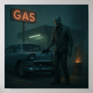 MCM Zombie Gas Station Art Poster