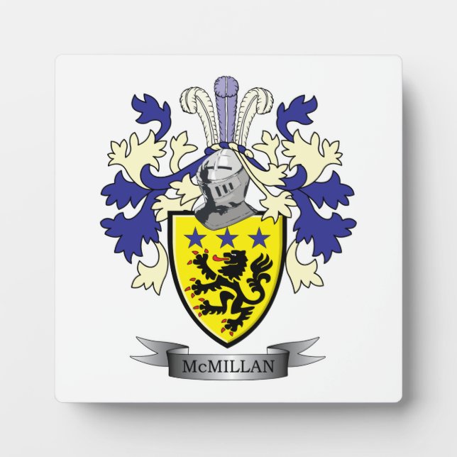 McMillan Family Crest Coat of Arms Plaque (Front)