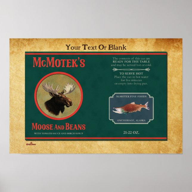 McMotek's Moose And Beans Label Poster (Front)