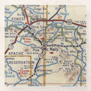 McNary Arizona Vintage Map Glass Coaster