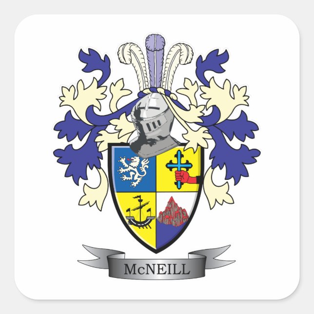 McNeill Family Crest Coat of Arms Square Sticker (Front)
