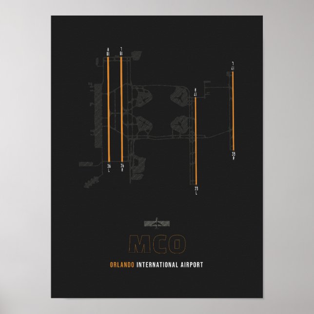 MCO - Orlando Airport Runway Diagram Art Poster (Front)