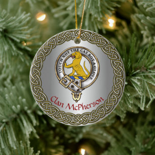 McPherson Clan Badge/Tartan Thistle Personalised Ceramic Ornament