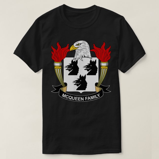 McQueen Coat of Arms  Family Crest   T-Shirt (Design Front)