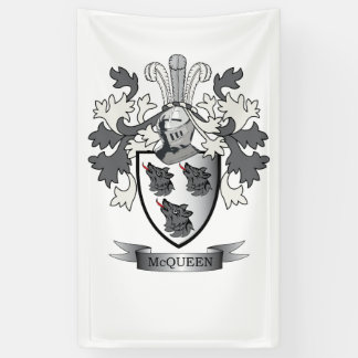 McQueen Family Crest Coat of Arms Banner