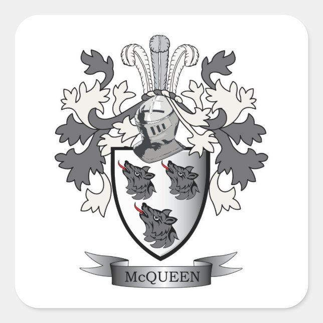 McQueen Family Crest Coat of Arms Square Sticker (Front)