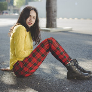 McQueen Tartan Red Black   Leggings