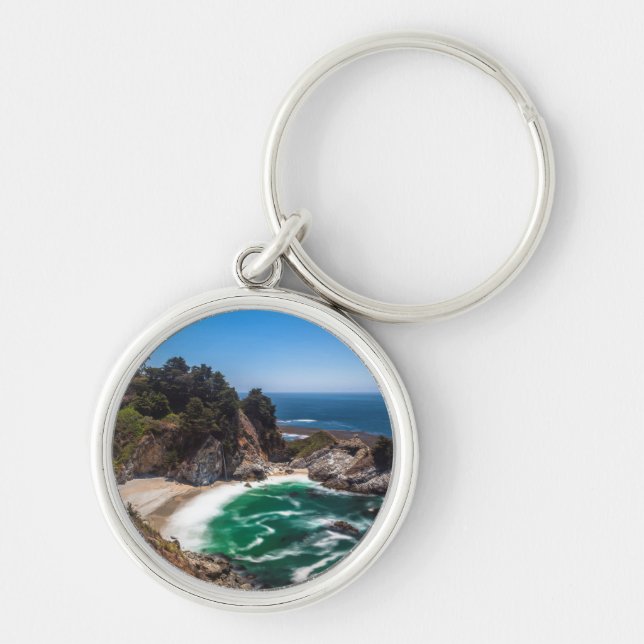 Mcway Falls in Julia Pfeiffer Burns state park Key Ring (Front)