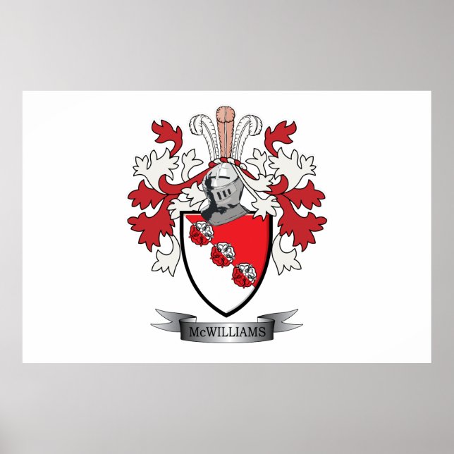 McWilliams Family Crest Coat of Arms Poster (Front)