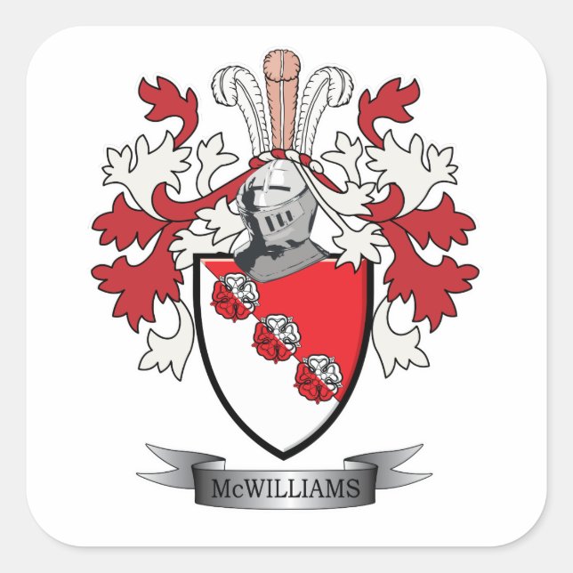 McWilliams Family Crest Coat of Arms Square Sticker (Front)