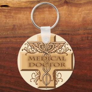 MD Caduceus Basic Round Keychain