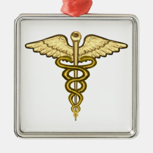 MD Caduceus Metal Ornament
