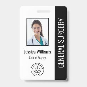 MD Doctor Hospital Medical Employee Photo ID Black Badge