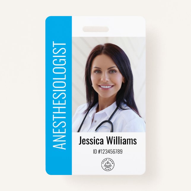 MD Doctor Hospital Medical Employee Photo ID  ID Badge (Front)