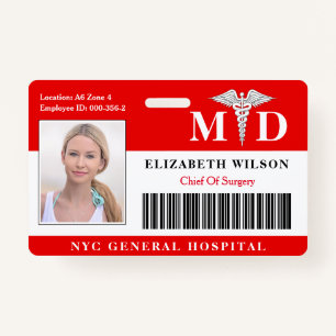 MD Doctor Hospital Medical Employee Photo ID ID Badge