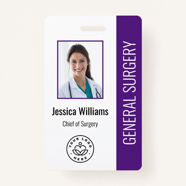 MD Doctor Hospital Medical Employee Photo ID ID Badge (Front)