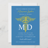MD Doctor of Medicine Graduation Blue and Gold