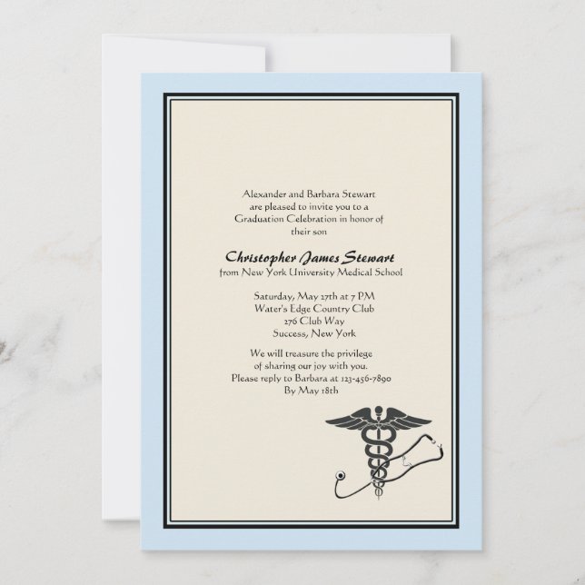 MD Graduation Invitation Blue (Front)