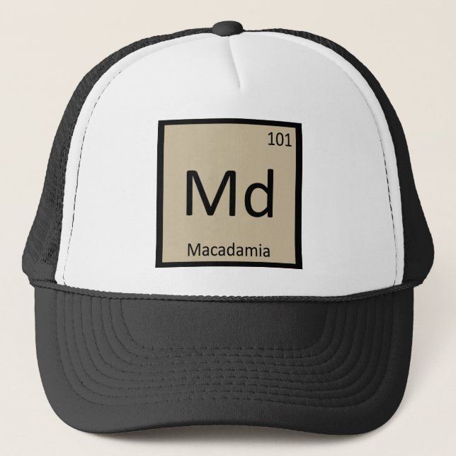 Md - Macadamia Nut Chemistry Periodic Table Symbol Trucker Hat (Front)