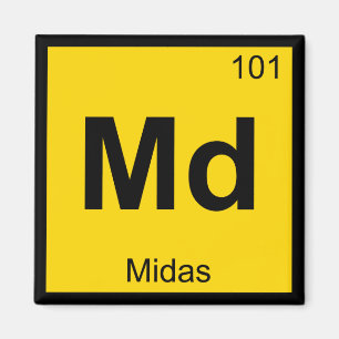 Md - Midas Greek Chemistry Periodic Table Symbol Magnet