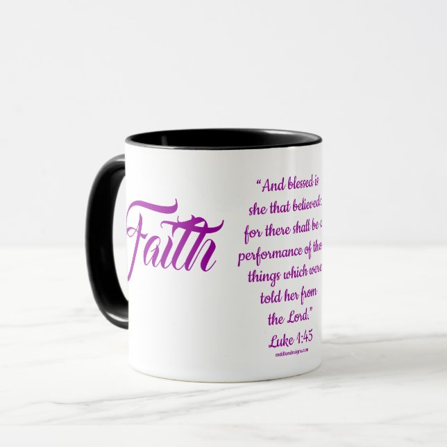 MDILLONDESIGNS.COM Woman of #FAITH Mugs (Front Left)
