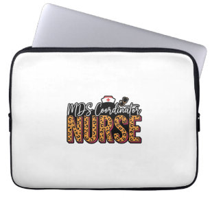 MDS Coordinator Nurse Vintage Leopard Shirt Design Laptop Sleeve