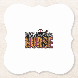 MDS Coordinator Nurse Vintage Leopard Shirt Design Paper Coaster