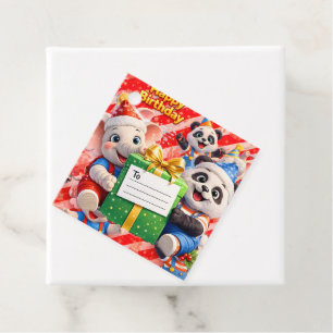 Me and Dave elephant and panda happy birthday larg Favour Tags