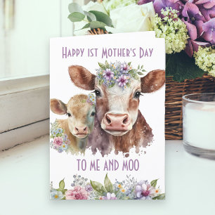 Me and Moo Cute Mother and Baby Cow Mother's Day Holiday Card