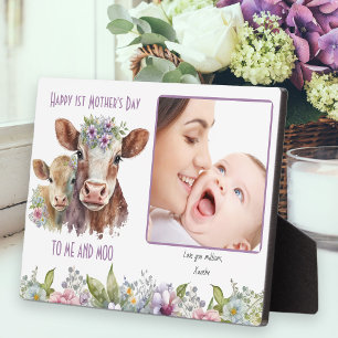 Me and Moo Mummy and Baby Cow Mother's Day Photo Plaque