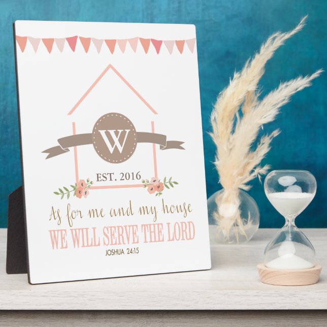 Me and my house, scripture, family initial plaque (Side)